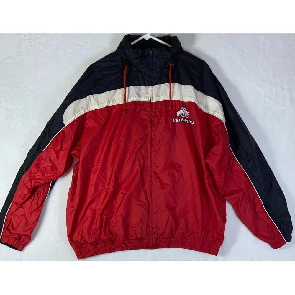 Vintage Starter Ohio State Buckeyes Windbreaker Full Zip Hoodie Jacket XLarge